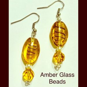 Amber Glass Bead Earrings